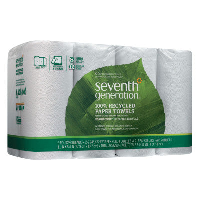 100% Recycled Paper Towel Rolls, 2-Ply, 11 x 5.4 Sheets, 156 Sheets/RL, 8 RL/PK