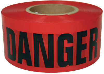 Barricade Tape, 3 in x 1,000 ft, Red, Danger