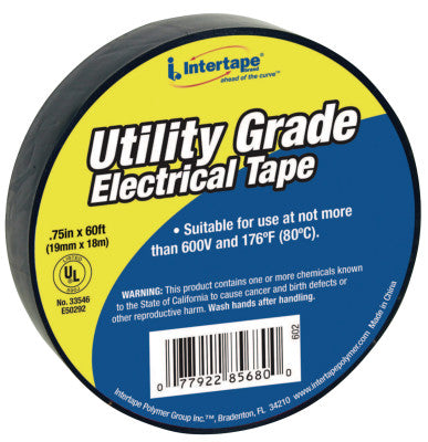 General Purpose Vinyl Electrical Tapes, 60 ft x 3/4 in, Black