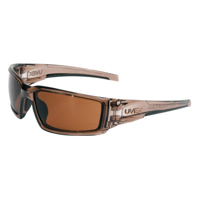 Hypershock Safety Eyewear, Gold Mirror Lens, Hard Coat, Smoke Brown Frame