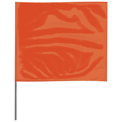 Stake Flags, 4 in x 5 in, 21 in Height, PVC; Steel Wire, Orange