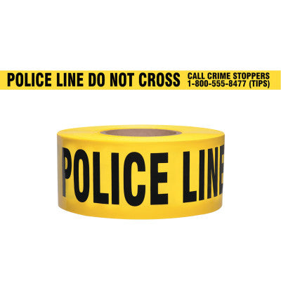 Barricade Tape, 3 in x 1,000 ft, Yellow, POLICE LINE DO NOT CROSS