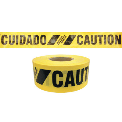 Reinforced Barricade Tape, 3 in x 500 ft, Yellow, Caution