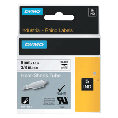 RHINO Heat Shrink Tubes, 1 1/2 in x 3/8 in, Black on White