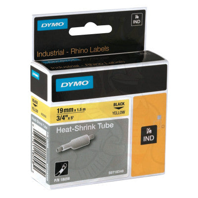 RHINO Heat Shrink Tubes, 1 1/2 in x 3/4 in, Black on Yellow