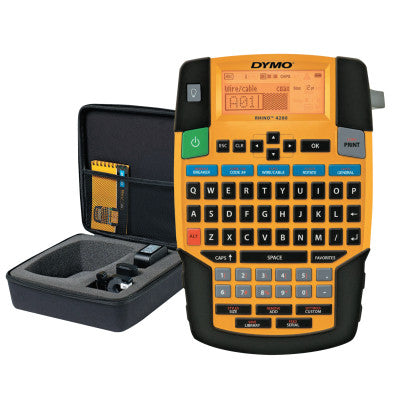 RHINO 4200 Label Printer, Includes Black on White 1/2" x 18'