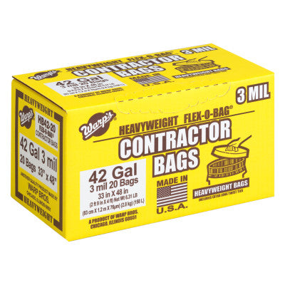 FLEX-O-BAG Contractor Bags, 42 oz, 3 mil Thick, 33 in w x 48 in h