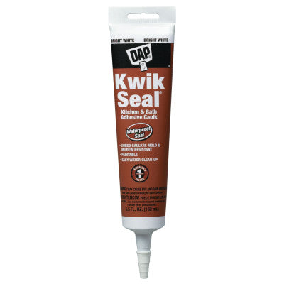 KWIK SEAL Kitchen & Bath Adhesive Caulks, 5 1/2 oz Tube, White
