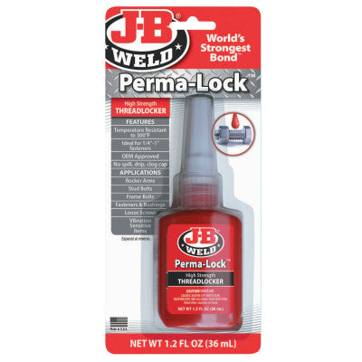 J-B Weld Perma-Lock Threadlocker, 36 mL, Red