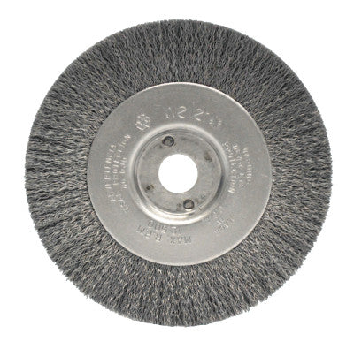 Narrow Face Crimped Wire Wheel, 4 in D x 1/2 W, .006 Stainless Steel, 6,000 rpm