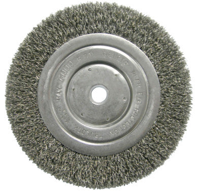 Narrow Face Crimped Wire Wheel, 6 in D, .014 Steel Wire