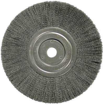 Narrow Face Crimped Wire Wheel, 8 in D x 3/4 in W, .014 in Steel Wire, 3/4 Arbor