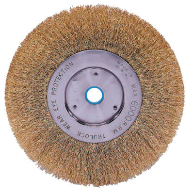 Narrow Face Crimped Wire Wheel, 6 in D x 1/2 in W, .005 in Brass Wire, 6,000 rpm