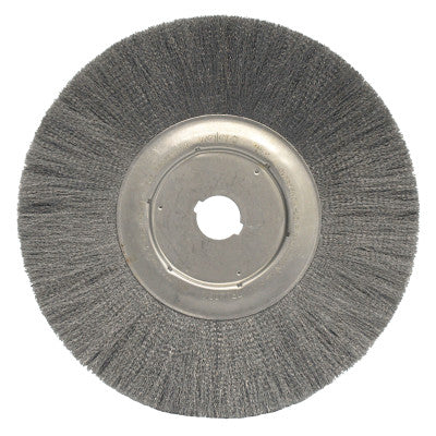 Narrow Face Crimped Wire Wheel, 12 in D, .006 Stainless Steel, 1-1/4 in Arbor