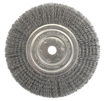 Medium-Face Crimped Wire Wheel, 7 in D x 3/4 in W, .014 in Steel Wire, 6,000 rpm