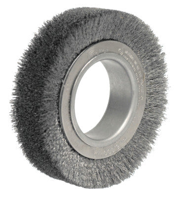 Wide-Face Crimped Wire Wheel, 4 1/2" Dia. x 1 1/4" W, 0.006 in Steel, 6,000 rpm