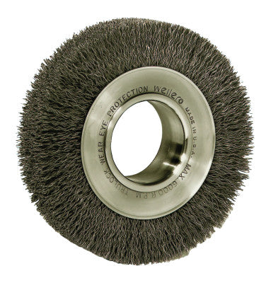 Wide-Face Crimped Wire Wheel, 7 in Dia. x 1 1/4 in W, 0.0118 in Steel, 6,000 rpm