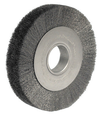 Wide-Face Crimped Wire Wheel, 8"Dia. x 1.5"W, 0.0118 Stainless Steel, 4,000 rpm