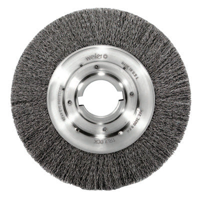 Medium Crimped Wire Wheel, 10 in D x 1 1/8 in W, .02 in Steel Wire, 3,600 rpm