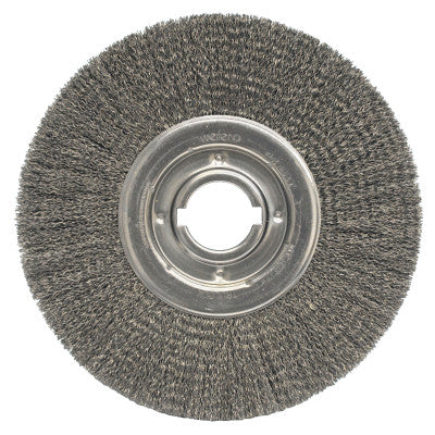 Medium Crimped Wire Wheel, 12 in D x 1 1/4 in W, .014 in Steel Wire, 3,600 rpm