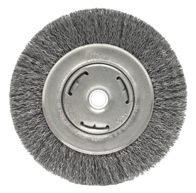 Wide-Face Crimped Wire Wheel, 6 in Dia. x 7/8 in W, 0.014 in Steel, 6,000 rpm