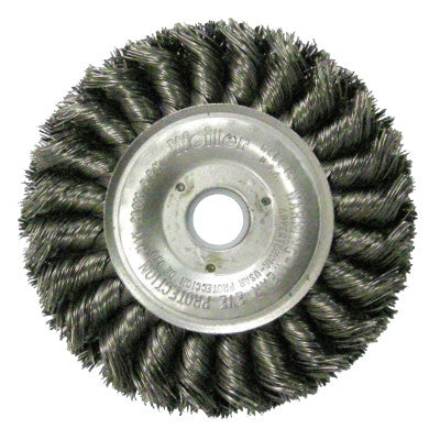 Standard Twist Knot Wire Wheel, 4 in D x 1/2 in W, .014 in Steel, 5/8-1/2 Arbor