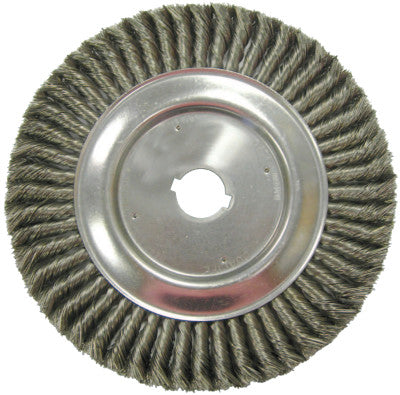 Standard Twist Knot Wire Wheel, 12 in D, .014 in Steel Wire, 2 in Arbor Hole