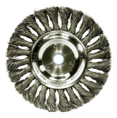 Standard Twist Knot Wire Wheel, 6 in D x 1/2 in W, .0118 Stainless Steel Wire