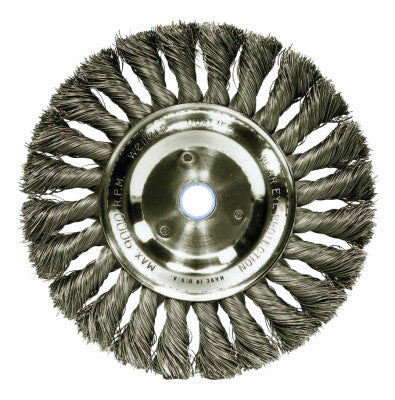 Standard Twist Knot Wire Wheel, 6 in D x 1/2 W, .016 Stainless Steel, 9,000 rpm