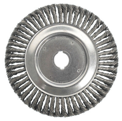 Cable Twist Knot Wire Wheel, 10 in D, .023 in Steel Fill, 3/4 in Arbor Hole