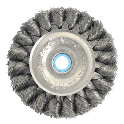 Wide Face Standard Twist Knot Wire Wheel, 10" Dia. x 1 1/4", 0.023 in, 4,500 rpm