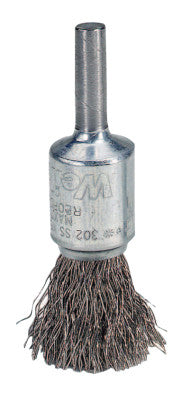 Crimped Wire Solid End Brushes, Stainless Steel, 22,000 rpm, 1" x 0.006"