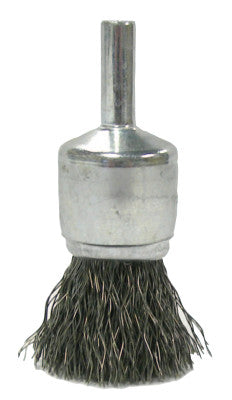 Crimped Wire Solid End Brushes, Steel, 22,000 rpm, 3/4" x 0.006"