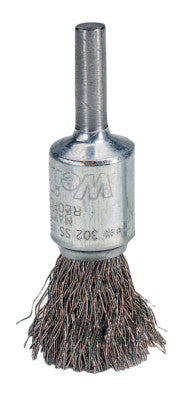 Crimped Wire Solid End Brushes, Stainless Steel, 25,000 rpm, 1/2" x 0.006"