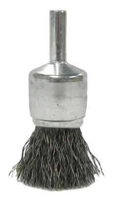 Crimped Wire Solid End Brushes, Stainless Steel, 22,000 rpm, 3/4" x 0.006"