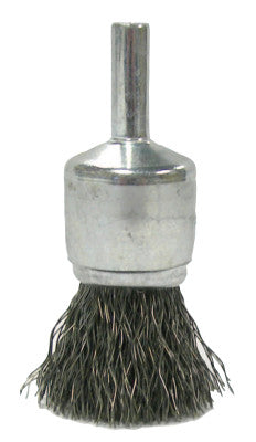 Crimped Wire Solid End Brushes, Stainless Steel, 22,000 rpm, 3/4" x 0.014"