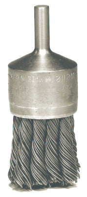 Knot Wire End Brushes, Steel, 22000 rpm, 1 1/8in Dia, 7/8 in x .014 Trim