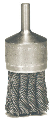 Hollow-End Knot Wire End Brush, Steel, 22,000 rpm, 1 1/8" x 0.02"