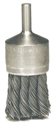 Hollow-End Knot Wire End Brush, Stainless Steel, 22,000 rpm, 1 1/8" x 0.02"