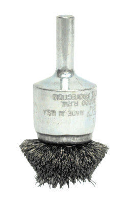 Stem-Mounted Circular Flared End Brushes, Stainless Steel, 20,000 rpm, 1 1/2" x