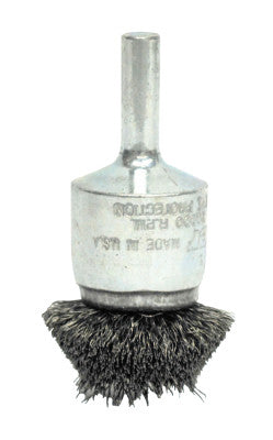 Stem-Mounted Circular Flared End Brushes, Stainless, 20,000 rpm, 1 1/2" x 0.008"