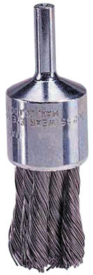 Hollow-End Knot Wire End Brush, Steel, 20,000 rpm, 1/2" x 0.0104"