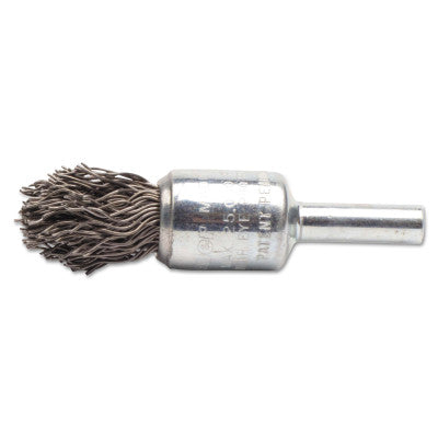 Crimped Wire End Brushes, Steel, 1/2 in, 0.02 in, 25000 rpm