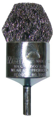 Controlled Flare End Brushes, Steel, 22,000 rpm, 1" x 0.014"