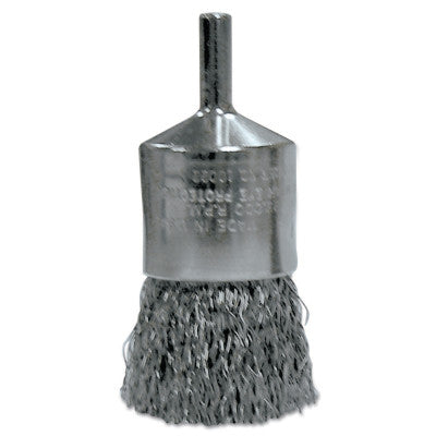 Crimped Wire Solid End Brushes, Stainless Steel, 25,000 rpm, 1/2" x 0.014"