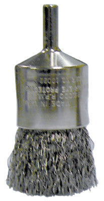 Crimped Wire Solid End Brushes, Stainless Steel, 22,000 rpm, 1" x 0.014"