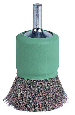 Coated Cup Crimped Wire End Brush, Stainless Steel, 22,000 rpm, 3/4" x 0.006"