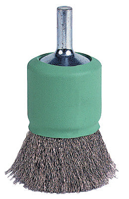 Coated Cup Crimped Wire End Brush, Stainless Steel, 22,000 rpm, 1" x 0.006"