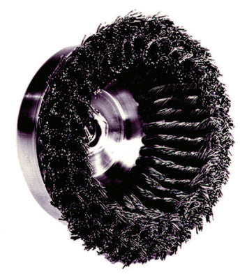 Heavy-Duty Knot Wire Cup Brush, 6 in Dia., 5/8-11 UNC Arbor, 1 3/8 x .023 Wire