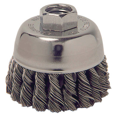 Single Row Heavy-Duty Knot Wire Cup Brush, 2 3/4 in Dia., M10 x 1.25, .014 Steel